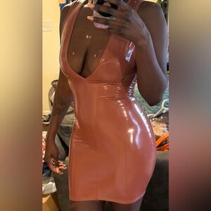 Sleek Pink Faux Leather Dress